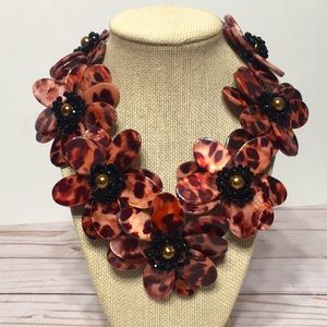 Floral statement necklace Cheetah NEW handmade